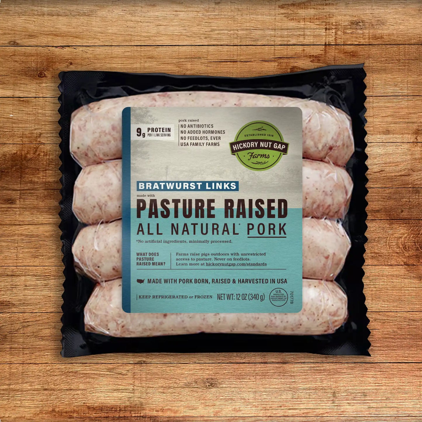 Pasture Raised Pork Bratwurst Links (6 count)