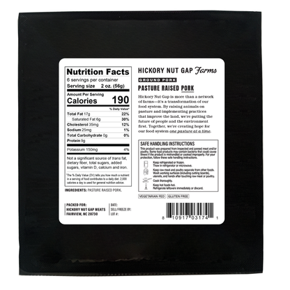 Pasture Raised Ground Pork (6 count)
