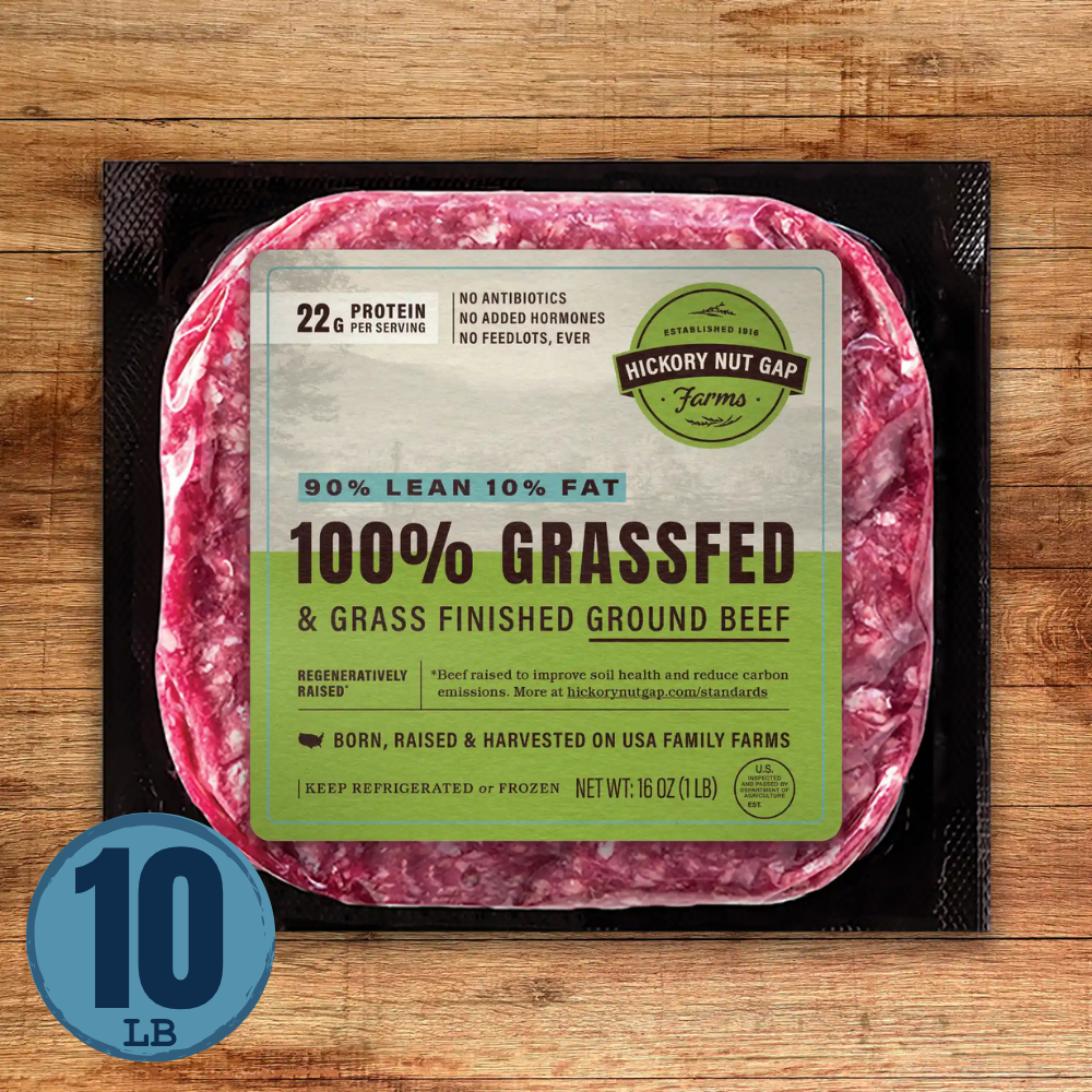 100% Grassfed Ground Beef 90/10 (10 lbs)
