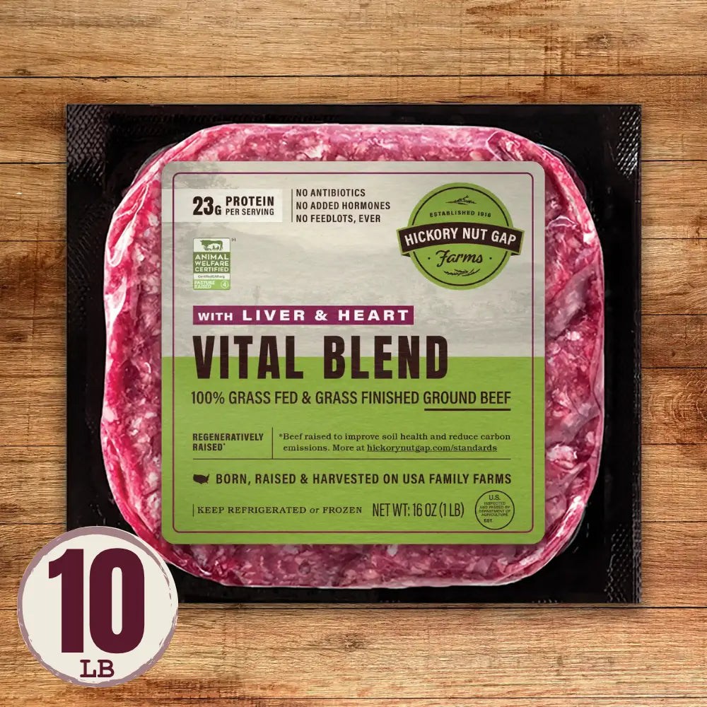 100% Grassfed Beef Vital Blend with Heart & Liver (10 lbs)