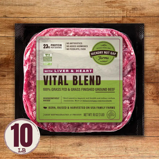 100% Grassfed Beef Vital Blend with Heart & Liver (10 lbs)