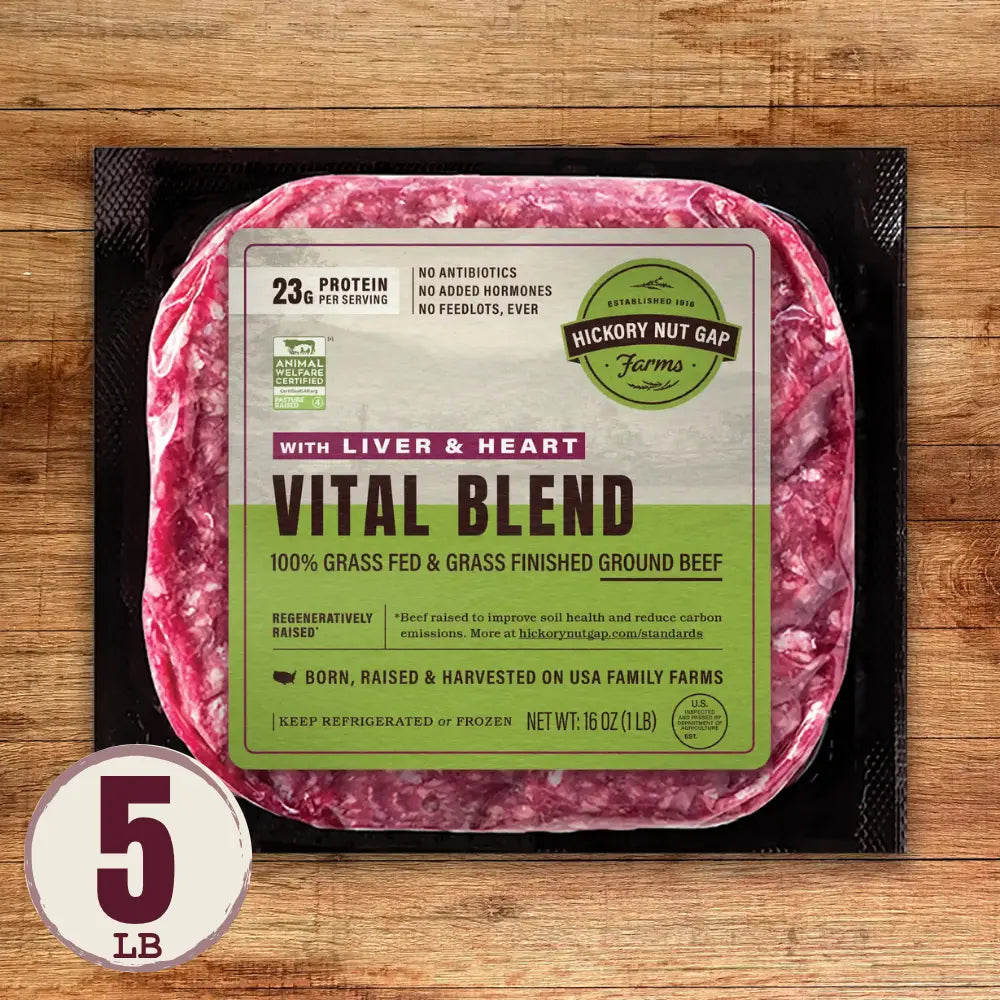 100% Grassfed Beef Vital Blend with Heart & Liver (5 lbs)