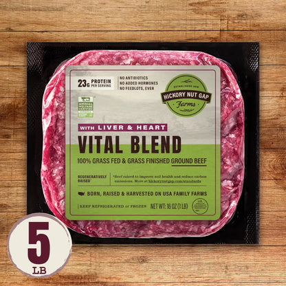 100% Grassfed Beef Vital Blend with Heart & Liver (5 lbs)