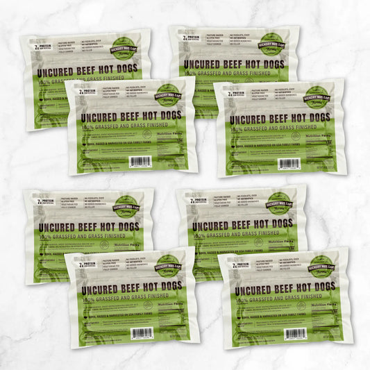 100% Grassfed Beef Uncured Hot Dogs (1/2 Case)